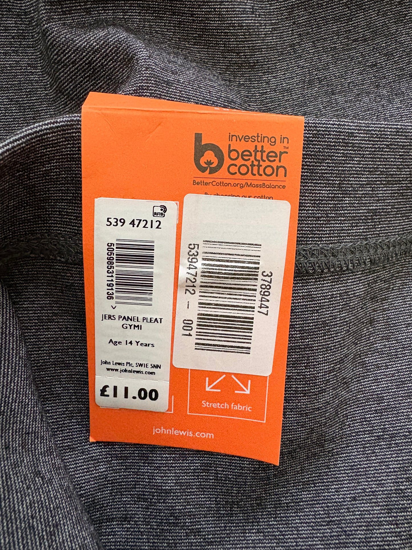 John Lewis Jersey Panel Pleated Skirt Colour Grey Size 14 Years