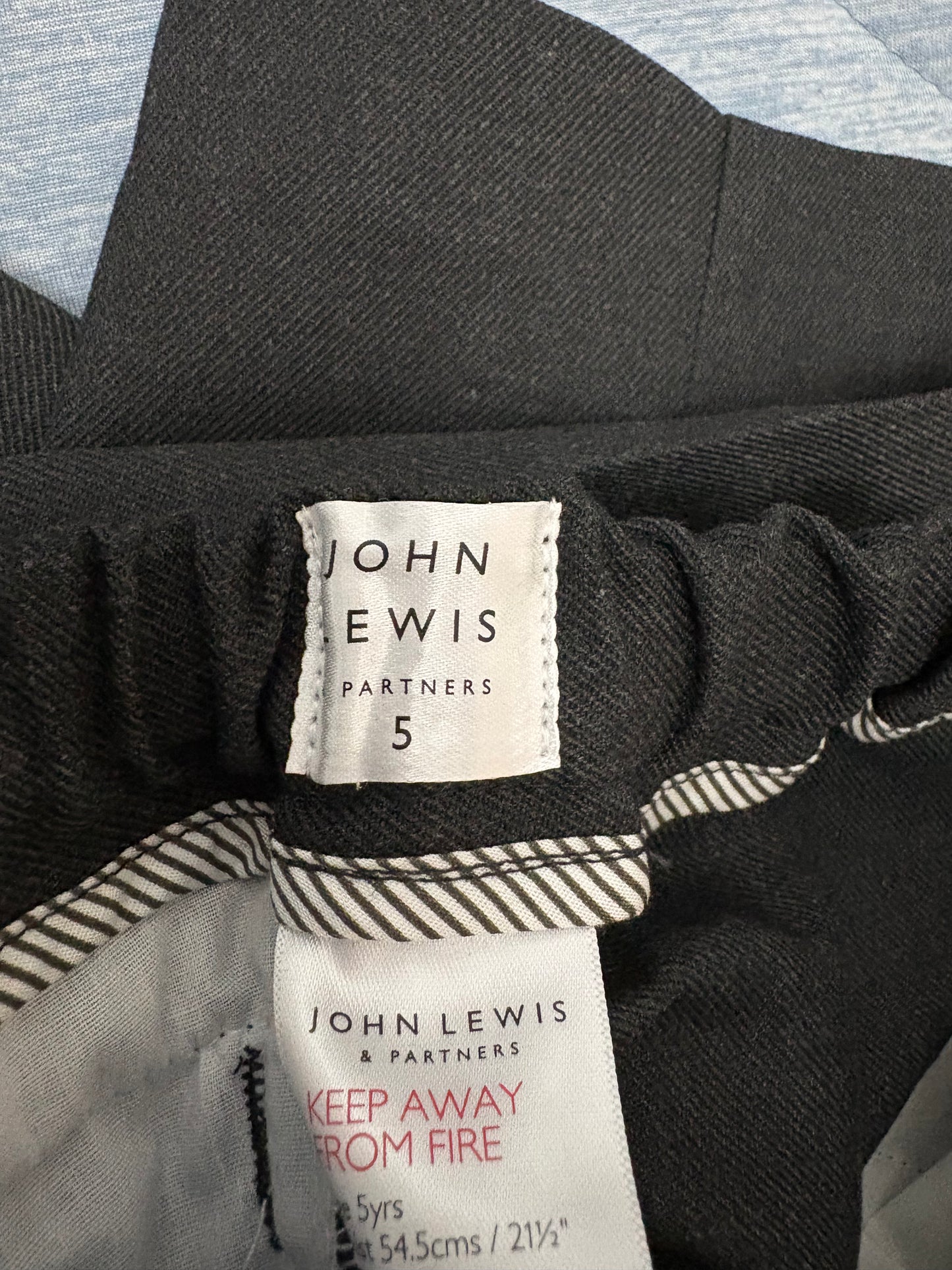 John Lewis Generous Fit Trousers Colour Dark Grey Size 5 Years