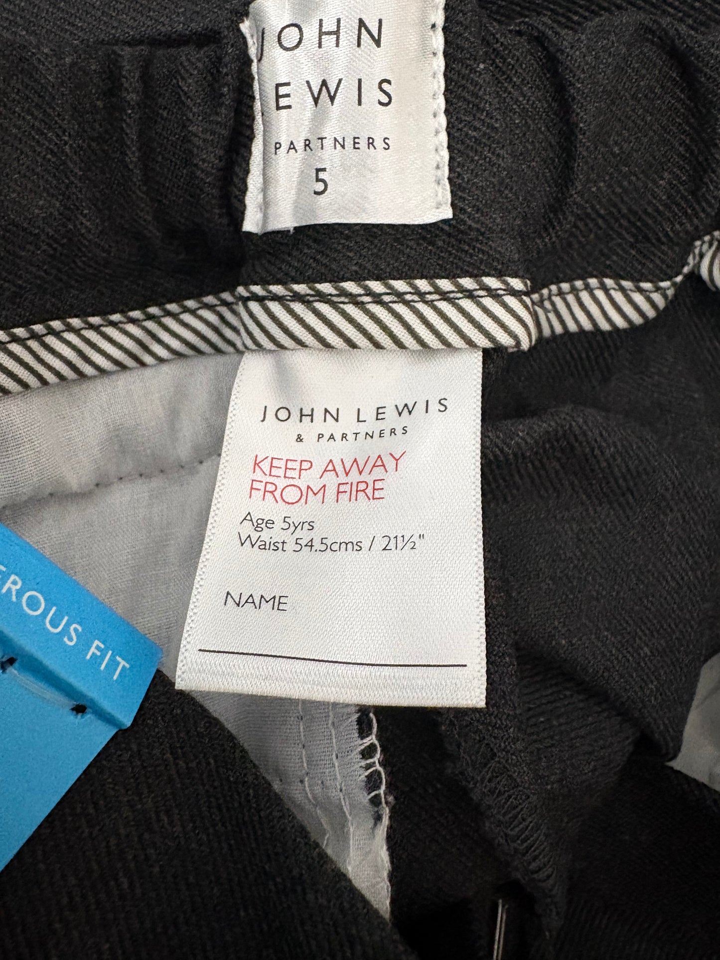 John Lewis Generous Fit Trousers Colour Dark Grey Size 5 Years