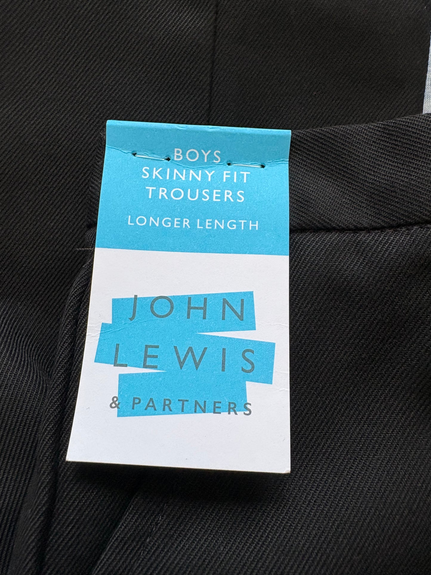 John Lewis Skinny Fit Longer Length Trousers Colour Black Size 9 Years