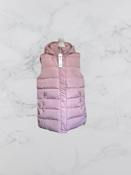 Blu Deise Puffer Hooded Longline Gilet Colour Blush Pink Size 48 UK Size 18