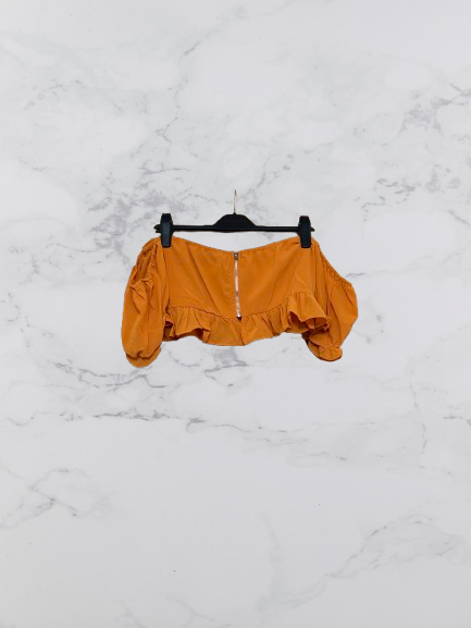 Missguided Bardot Short Sleeve Cropped Top Colour Tan Size 18