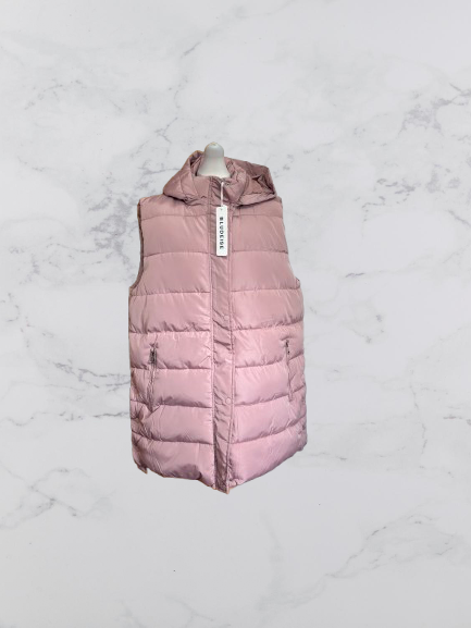 Blu Deise Puffer Hooded Longline Gilet Colour Blush Pink Size 50 UK Size 20