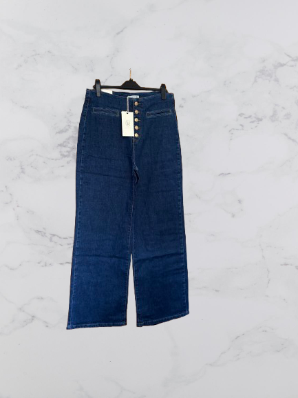 FolyRose High Waisted Wide Leg Jeans Colour Dark Denim Size 14