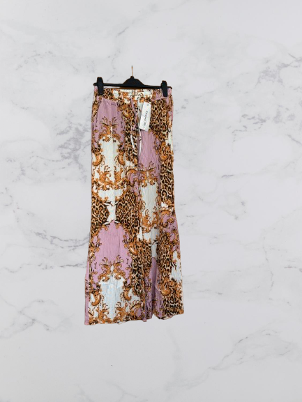 Fashion wide leg crinkle trousers Colour Pink/ brown Size S/M