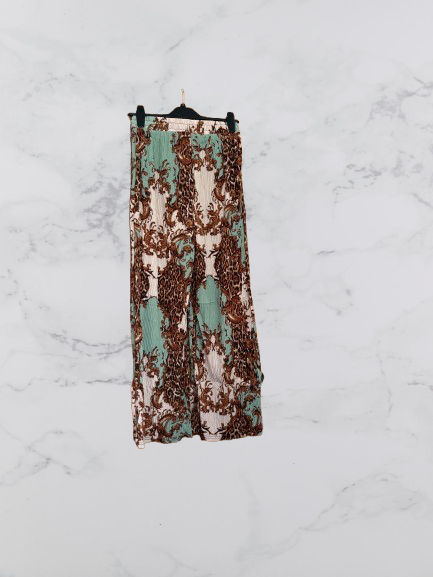 Fashion wide leg crinkle trousers Colour Green/brown Size S/M