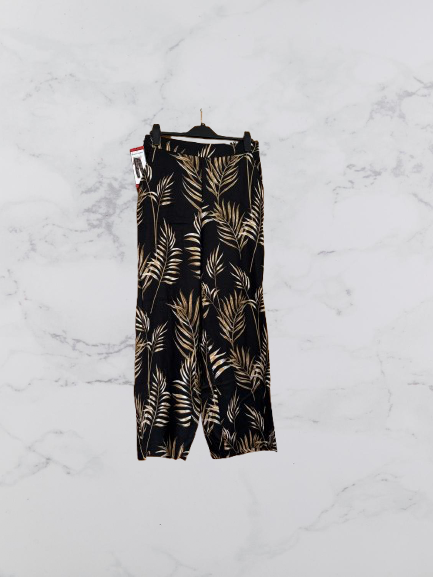 Hilary Radley High Waist Wide Leg Linen Blend Trousers Colour Black Combo Size 12/14
