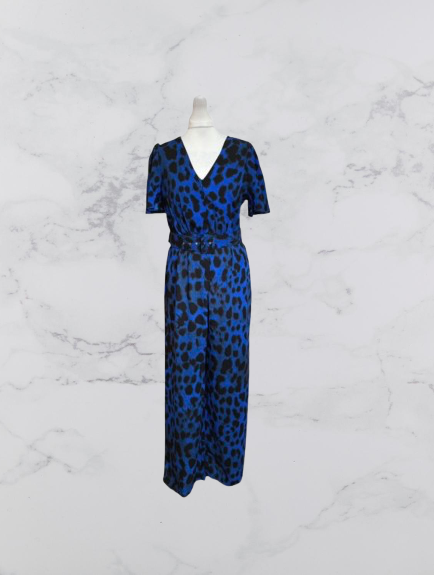 Dancing Leopard Print Jumpsuit Colour Blue/Black Size 12