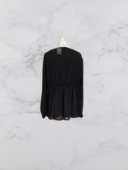 Simply Be Dobby V Neck Ruched Waist Blouse Colour Black Size 20