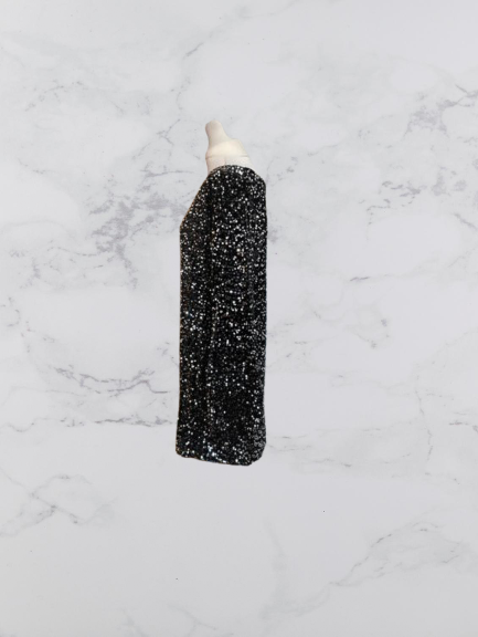 Amy & Clo in Vogue Long Sleeve Velvet Sequin Dress Colour Black One Size 10-18