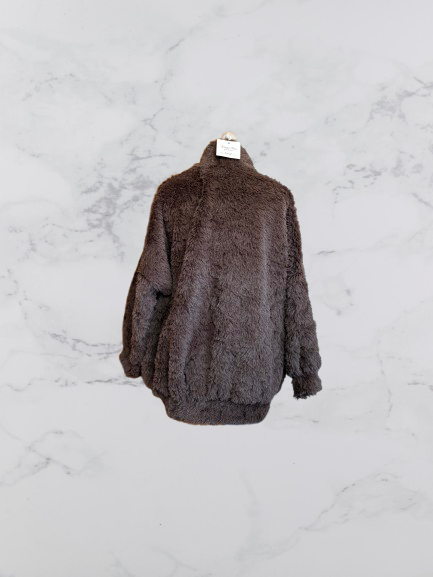 Trois Ka Fluffy Open Front Faux Fur Coat Colour Brown One Size 10-18
