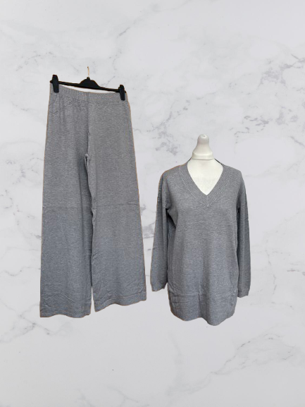 Voyelles V Neck Lounge Set Colour Grey One Size 10-18
