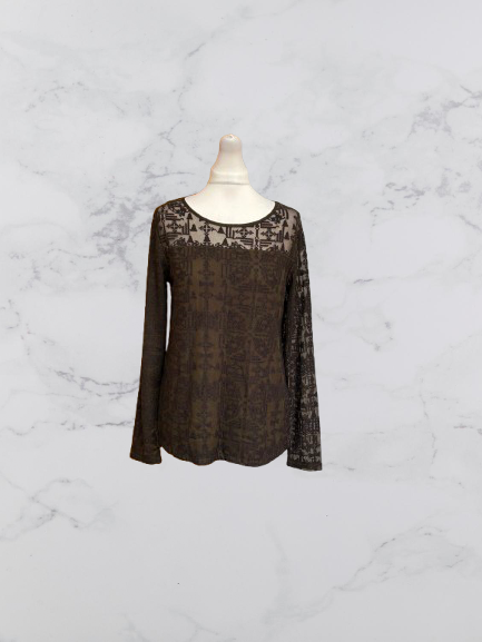 Wrap London Embroidered Long Sleeve Top Colour Olive Size 14