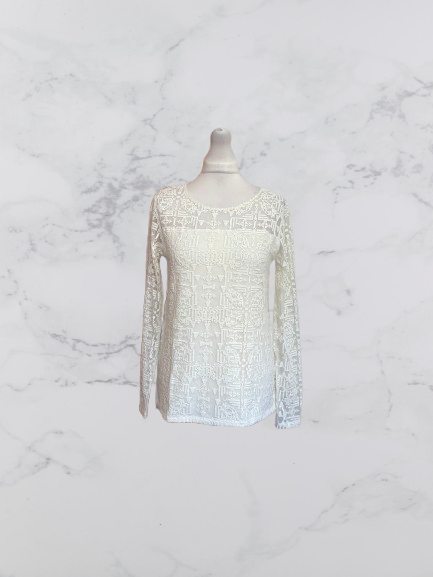 Wrap London Embroidered Long Sleeve Top Colour Cream Size 12