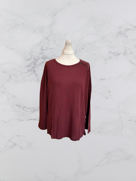 Wrap London Linen Blend Long Sleeve Top Colour Mahogany Size 14