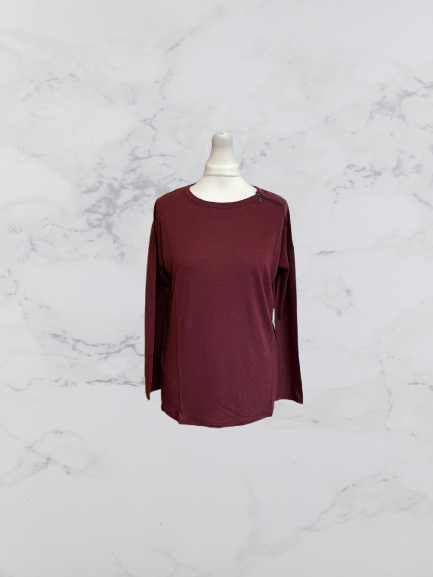 Wrap London Linen Blend Long Sleeve Top Colour Mahogany Size 6