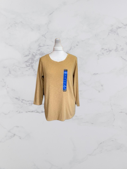Kirkland Signature Ladies Cotton Slub Tee Size L Colour Mustard Yellow
